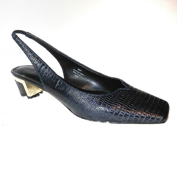 J. Renee Bev Midnight Square Toe Sling Back Heels - Picture 2 of 8